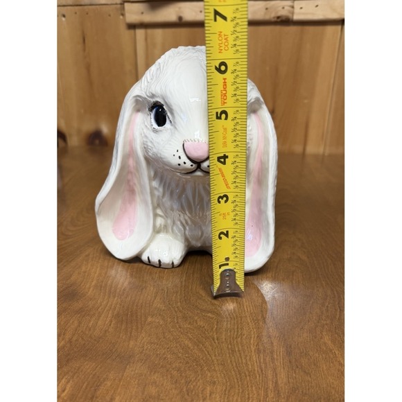 Large White Ceramic Bunny Rabbit Figurine Glossy Easter Decor 8" Spring Cottage - Picture 8 of 10